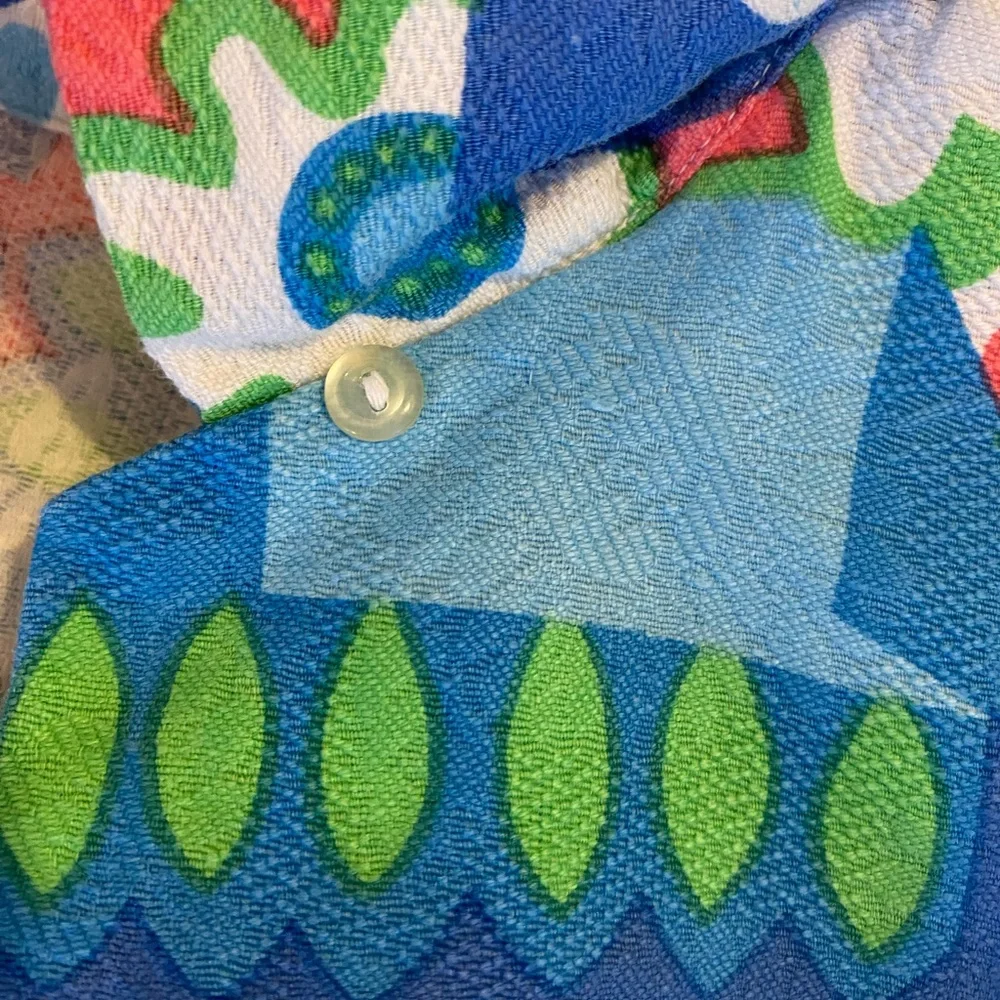 70s Colorful Vintage Shirt with Fun Patterns Pressed Cotton XS